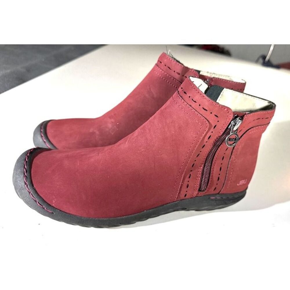 JBU By Jambu Womens Red Juno Ankle Boots With Side Zippers & Memory Foam Insoles